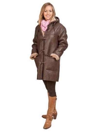 Women’s Brown Shearling Leather Trench Coat