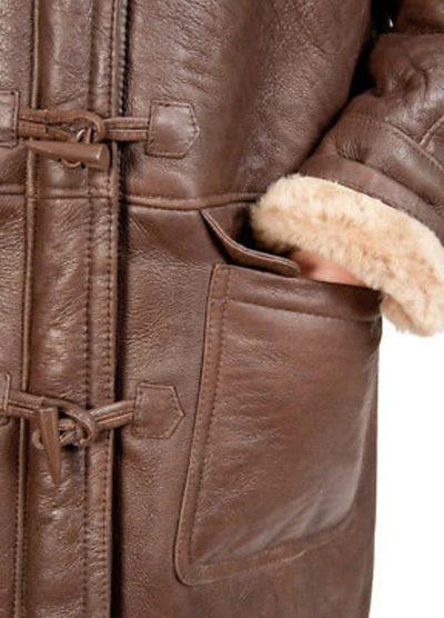 Women’s Brown Shearling Leather Trench Coat