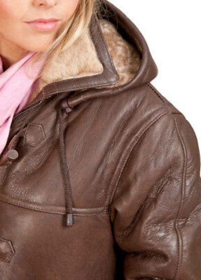 Women’s Brown Shearling Leather Trench Coat