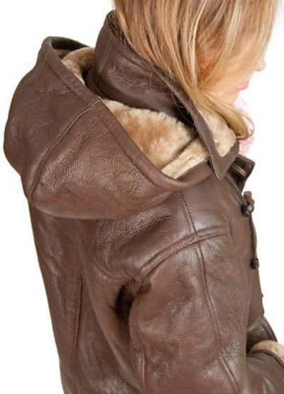 Women’s Brown Shearling Leather Trench Coat