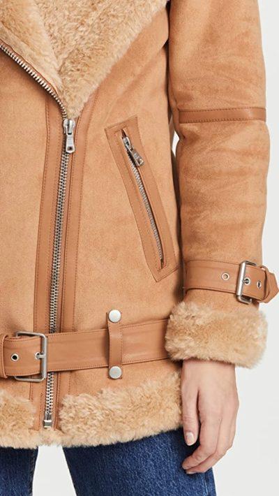 Women’s Brown Shearling Sheepskin Leather Trench Coat