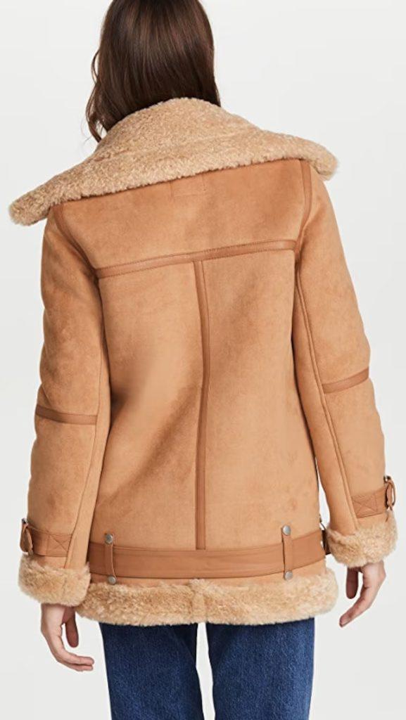 Women’s Brown Shearling Sheepskin Leather Trench Coat