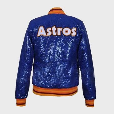 Women’s Houston Astros Sequin Blue Leather Jacket