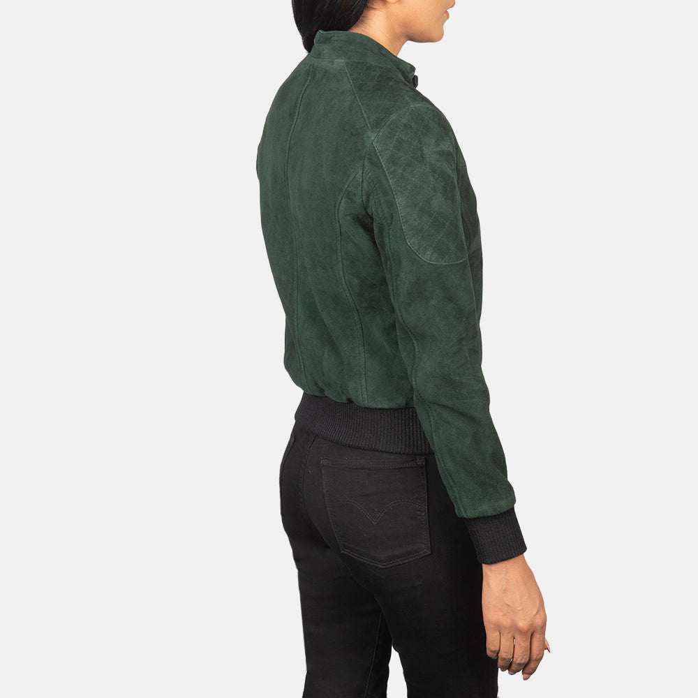 Zenna Green Suede Bomber Jacket