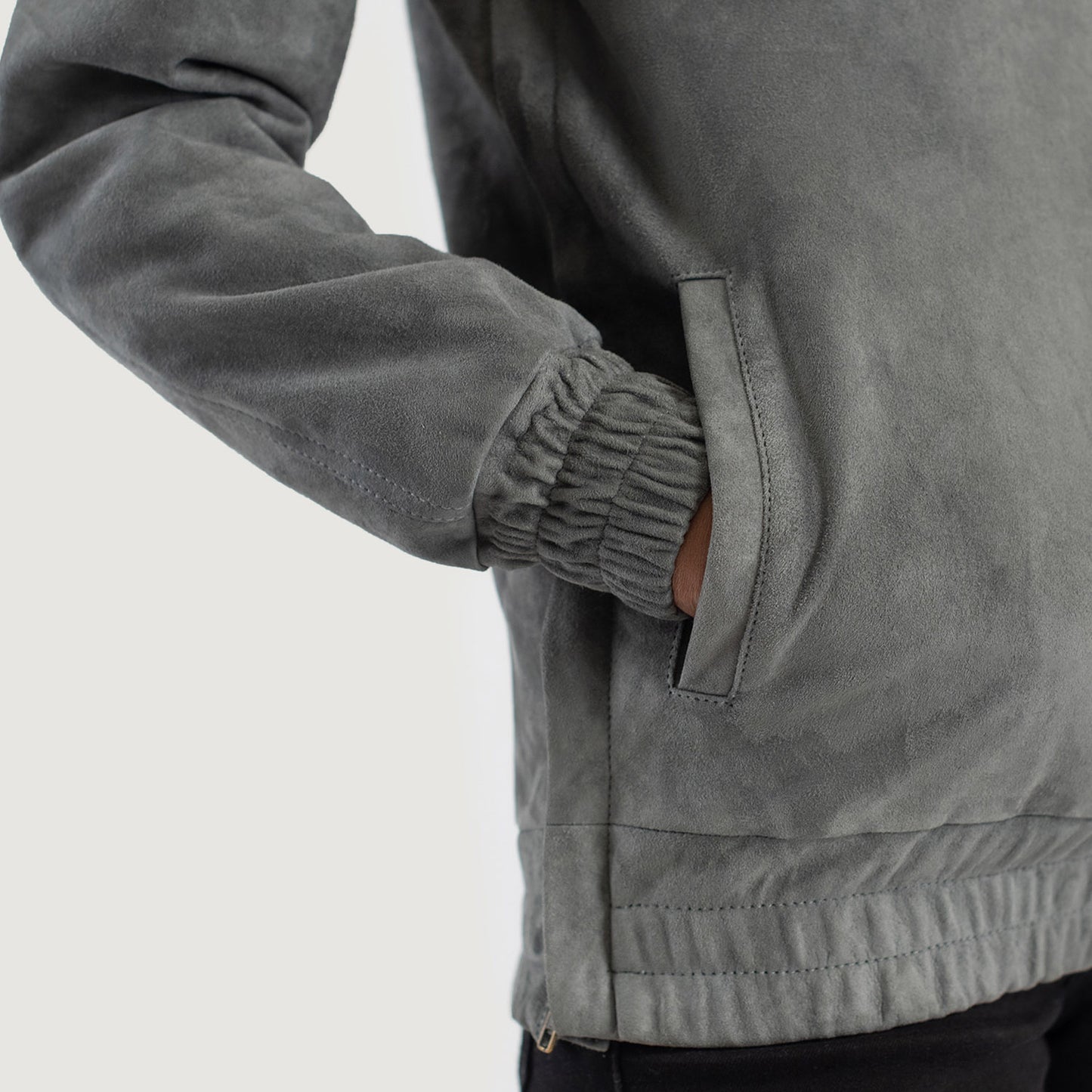 Zest Grey Hooded Suede Pullover Jacket