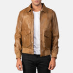 coffmen-olive-brown-a2-leather-bomber-jacket