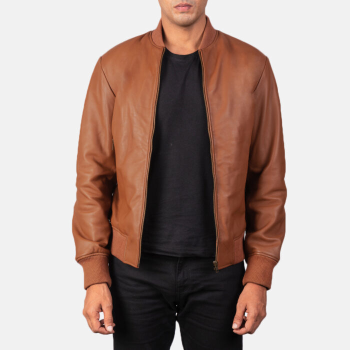shane-brown-leather-bomber-jacket